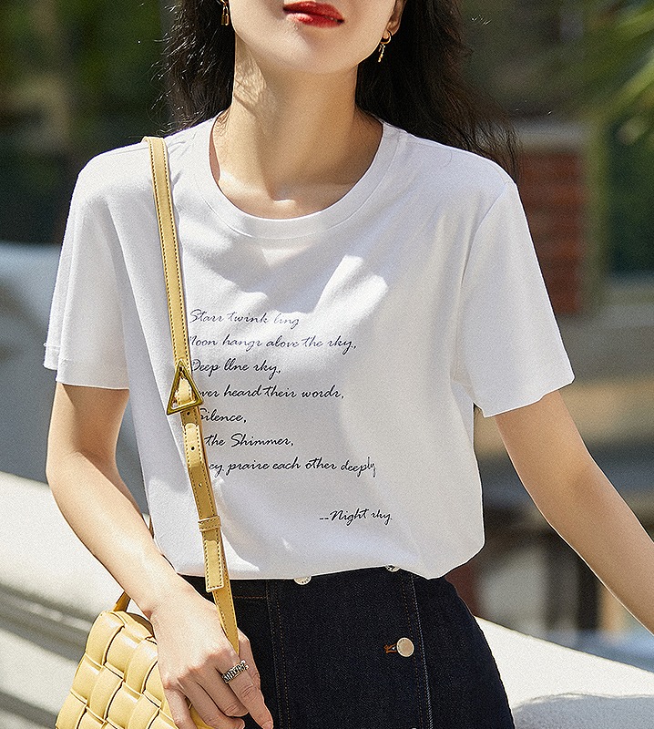 30대여성옷 라운드넥 프린트 티셔츠