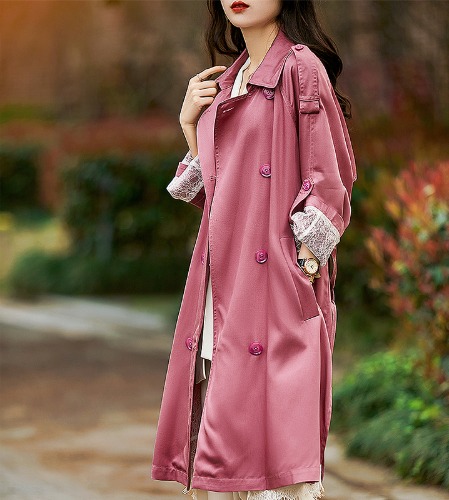 30대여성럭셔리쇼핑몰 핑크 트렌치 코트