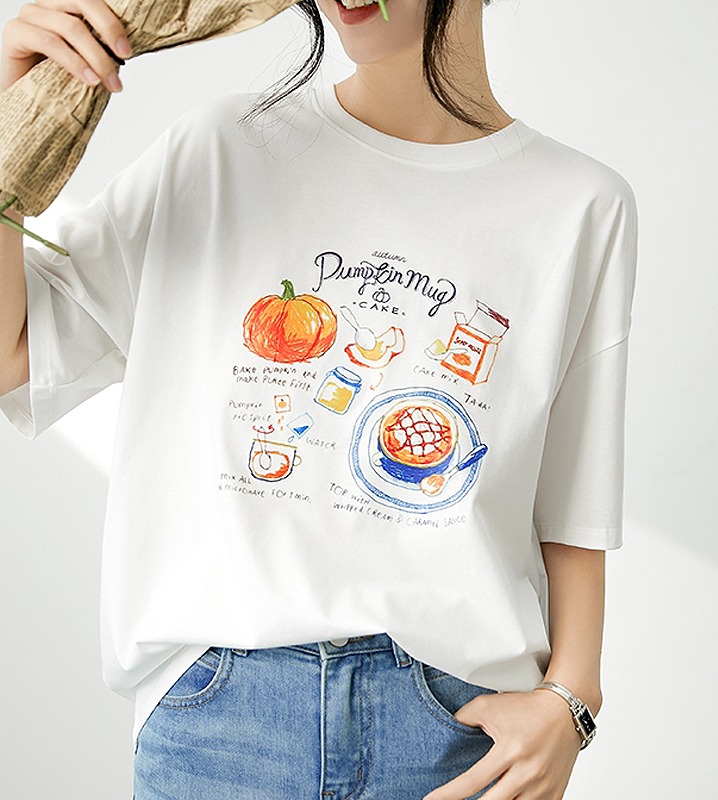 30대여성오피스룩 루즈핏 코튼 티셔츠